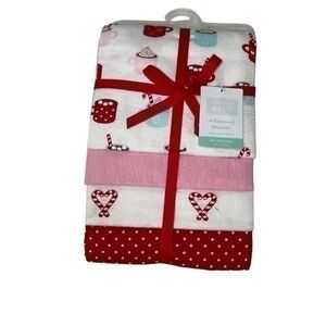 Hudson Baby Set of 4 Cotton Flannel Receiving Blankets - Hot Cocoa - NWT
